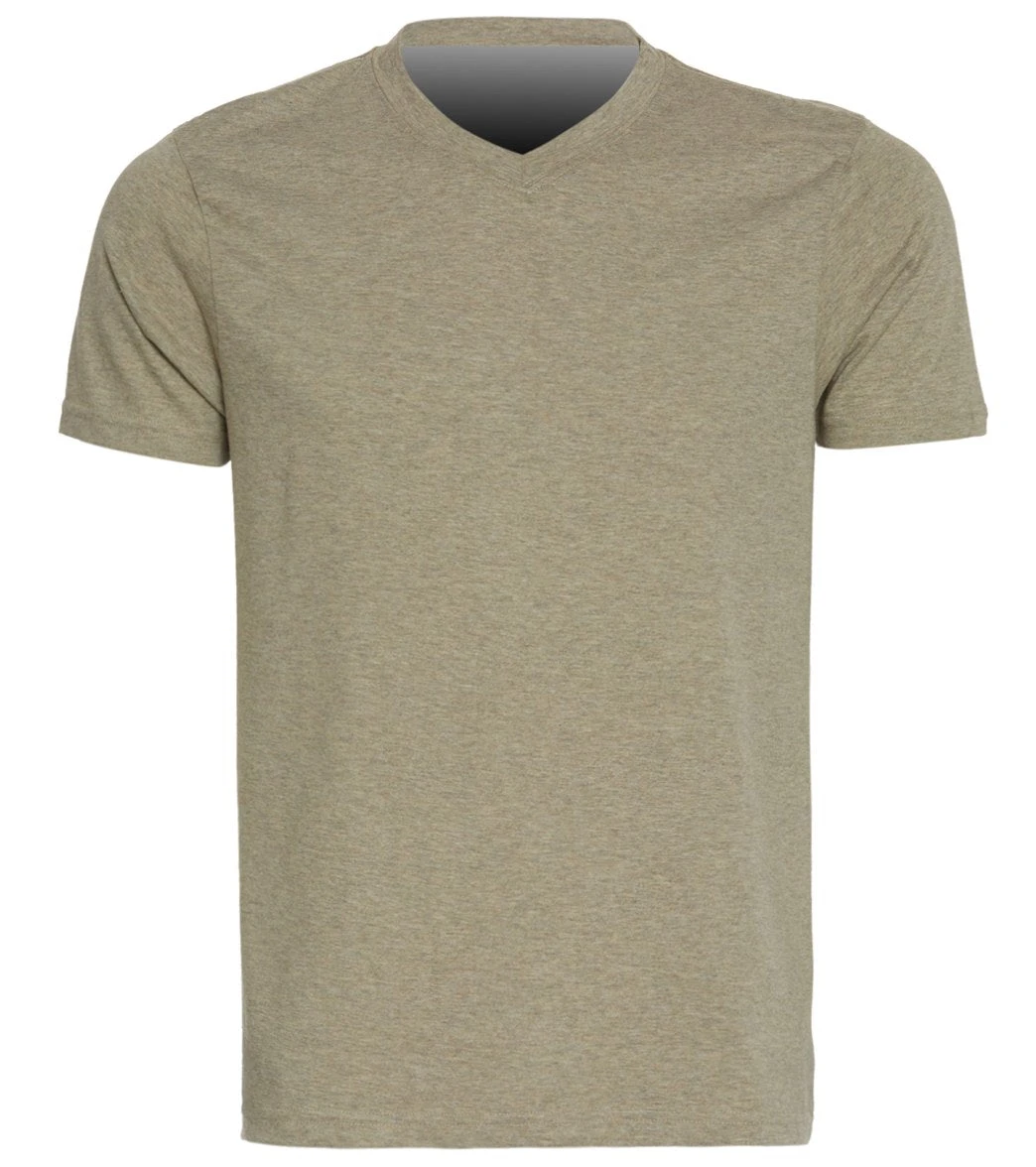 PrAna Men's V Neck Short Sleeve Workout Tee Dark Khaki Heather 4 PrAna Men's V Neck Short Sleeve Workout Tee Dark Khaki Heather - Image 2