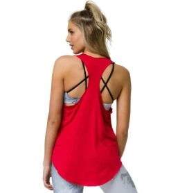 Onzie Lightweight Glossy Flow Yoga Tank Top Red