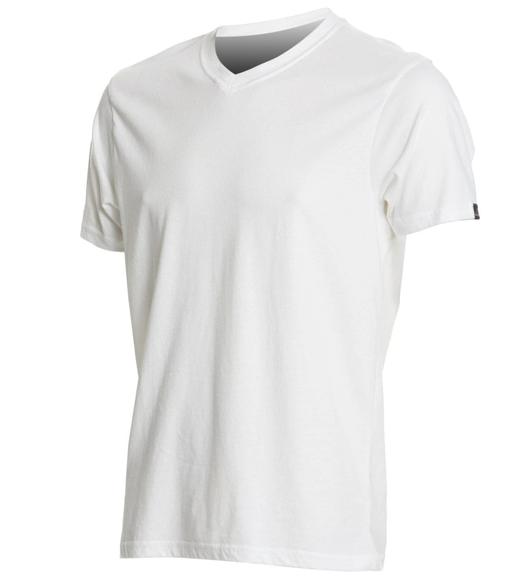 PrAna Men's V Neck Short Sleeve Workout Tee White 3 PrAna Men's V Neck Short Sleeve Workout Tee White