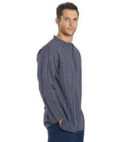 Yak & Yeti Men's Bohemian Long Sleeve Blue