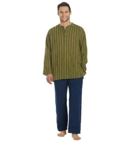 Yak & Yeti Men's Bohemian Long Sleeve Green -Pranty Yoga Shop 1740076285987 green 4a 1