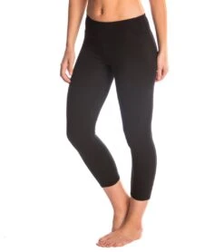 Hard Tail Flat Waisted Cotton Yoga Capris Black