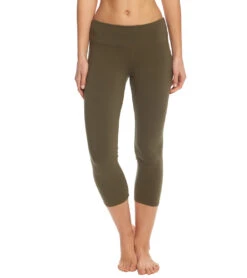Hard Tail Flat Waisted Cotton Yoga Capris -Pranty Yoga Shop 1740095979555 olive 1a