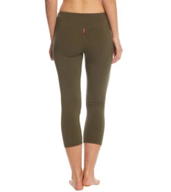 Hard Tail Flat Waisted Cotton Yoga Capris -Pranty Yoga Shop 1740095979555 olive 3a