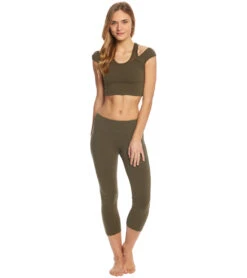 Hard Tail Flat Waisted Cotton Yoga Capris -Pranty Yoga Shop 1740095979555 olive 4a