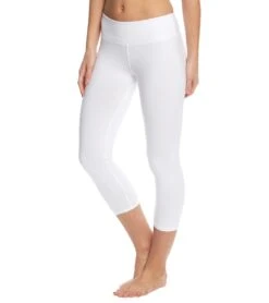 Hard Tail Flat Waisted Cotton Yoga Capris -Pranty Yoga Shop 1740098175011 white 2a
