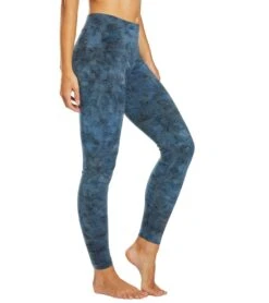 Hard Tail High Waisted Cotton Ankle Yoga Leggings Grey Blue Reverse Lava Wash