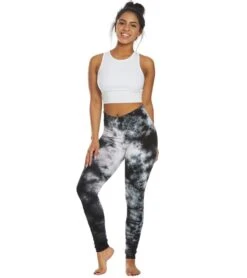 Hard Tail High Waisted Cotton Ankle Yoga Leggings Black/White Moon Wash -Pranty Yoga Shop 1740108529699 blackwhitemoonwash 4a