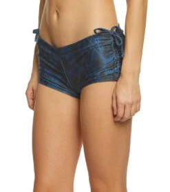 Onzie Side String Yoga Shorts Navy Python