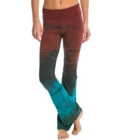 Hard Tail Rolldown Bootleg Cotton Flare Pant -Pranty Yoga Shop 1740129239075 burgundytealrainbowhorizon