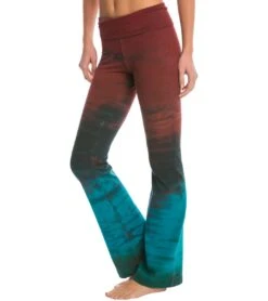 Hard Tail Rolldown Bootleg Cotton Flare Pant -Pranty Yoga Shop 1740129239075 burgundytealrainbowhorizon 2a
