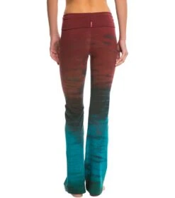Hard Tail Rolldown Bootleg Cotton Flare Pant -Pranty Yoga Shop 1740129239075 burgundytealrainbowhorizon 3a