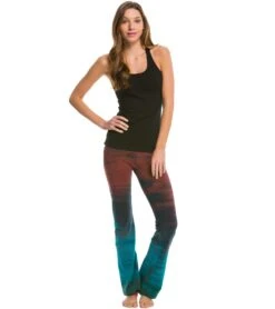 Hard Tail Rolldown Bootleg Cotton Flare Pant -Pranty Yoga Shop 1740129239075 burgundytealrainbowhorizon 4a