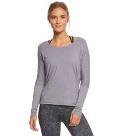 Onzie Drapey V-back Long Sleeve Coverup Stone Gray