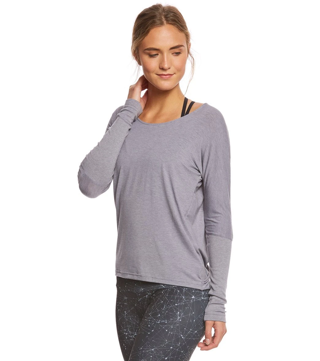 Onzie Drapey V-back Long Sleeve Coverup Stone Gray 4 Onzie Drapey V-back Long Sleeve Coverup Stone Gray - Image 2
