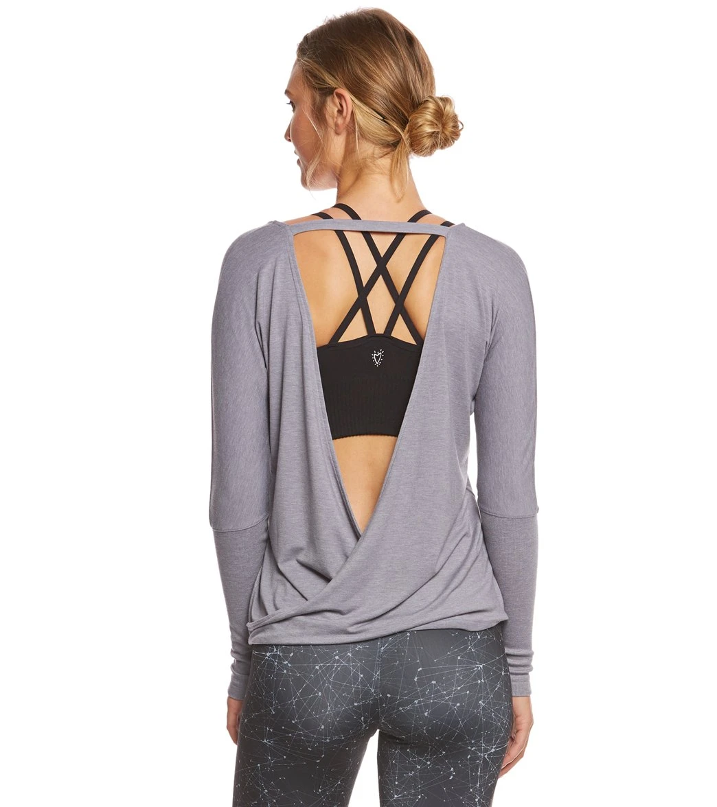 Onzie Drapey V-back Long Sleeve Coverup Stone Gray 6 Onzie Drapey V-back Long Sleeve Coverup Stone Gray - Image 4