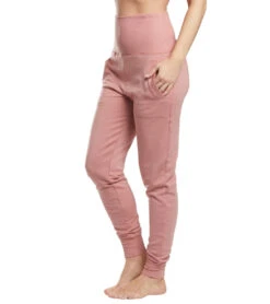 Beyond Yoga Cozy Fleece Foldover Long Sweatpant Joggers Pink Lei -Pranty Yoga Shop 1740137988131 pinklei 5a