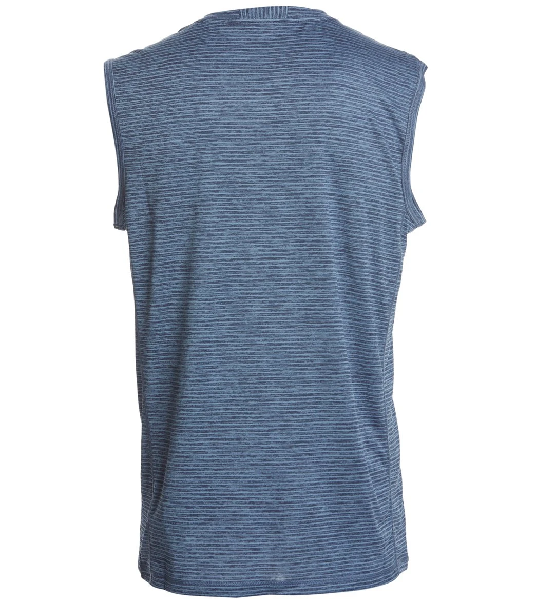 PrAna Men's Hardesty Muscle Tee Sunbleached Blue Stripe 4 PrAna Men's Hardesty Muscle Tee Sunbleached Blue Stripe - Image 2