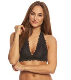 Free People Galloon Lace Halter Bra Black -Pranty Yoga Shop 1740187598883 black