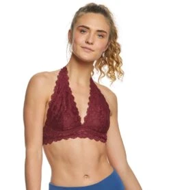 Free People Galloon Lace Halter Bra Wine -Pranty Yoga Shop 1740188844067 wine