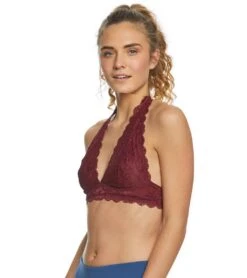 Free People Galloon Lace Halter Bra Wine