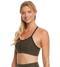 Beyond Yoga Spacedye Stacked And Sliced Racer Yoga Sports Bra Black/Aviator Green