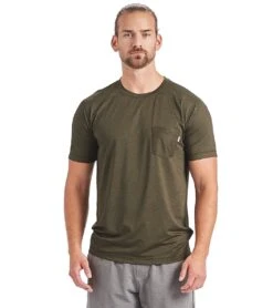 Vuori Men's Tradewind Performance Tee Evergreen Heather -Pranty Yoga Shop 1740209127459 evergreenheather
