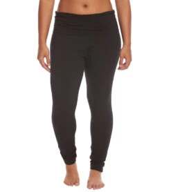 Hard Tail Plus Size Contour Rolldown Cotton Yoga Leggings Black