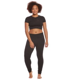 Hard Tail Plus Size Contour Rolldown Cotton Yoga Leggings Black -Pranty Yoga Shop 1740229607459 black 4a