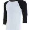 Bella + Canvas Men's 3/4 Sleeve Baseball Tee White/Black -Pranty Yoga Shop 1740233801763 whiteblack 2a