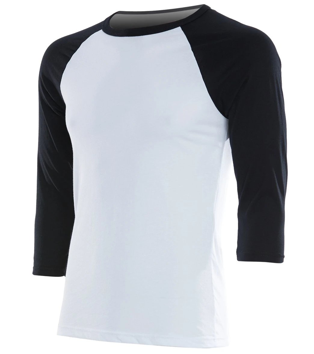 Bella + Canvas Men's 3/4 Sleeve Baseball Tee White/Black 3 Bella + Canvas Men's 3/4 Sleeve Baseball Tee White/Black