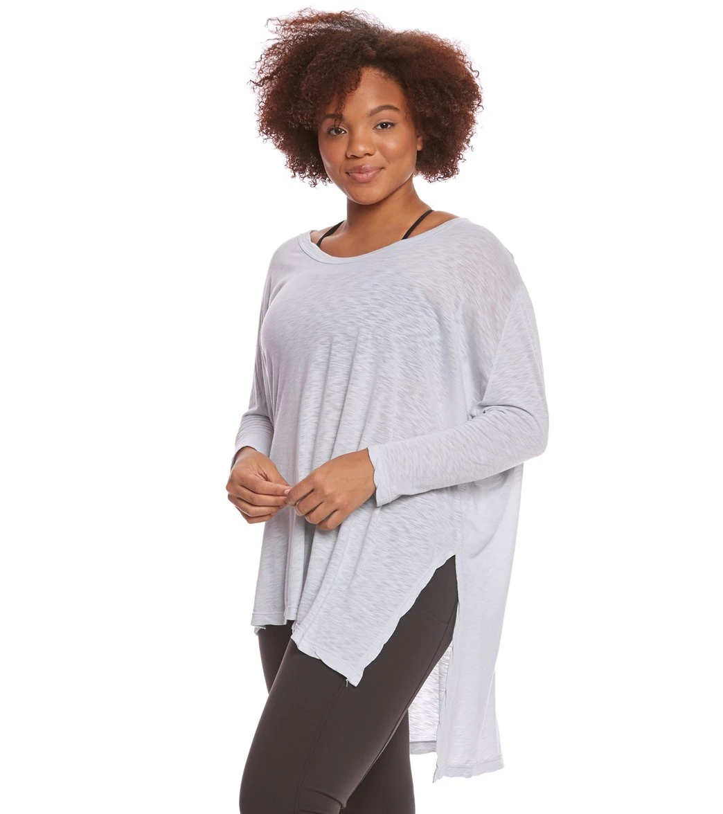 Hard Tail Plus Size Oversized 3/4 Sleeve Raglan Layering Top Dove 3 Hard Tail Plus Size Oversized 3/4 Sleeve Raglan Layering Top Dove