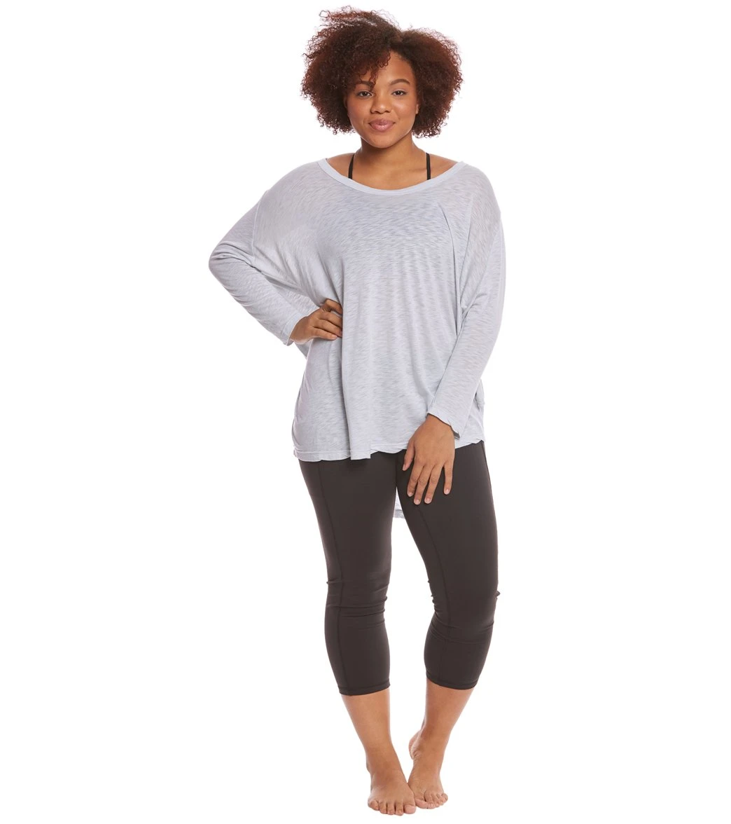 Hard Tail Plus Size Oversized 3/4 Sleeve Raglan Layering Top Dove 5 Hard Tail Plus Size Oversized 3/4 Sleeve Raglan Layering Top Dove - Image 3