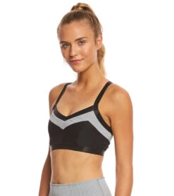 Beyond Yoga Full Disclosure Yoga Sports Bra Gray Pintuck