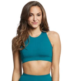 Everyday Yoga Warrior X High Neck Sports Bra -Pranty Yoga Shop 1740307496995 teal 2a