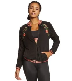 Beyond Yoga Best Buds Embroidered Jacket Black -Pranty Yoga Shop 1740322668579 black