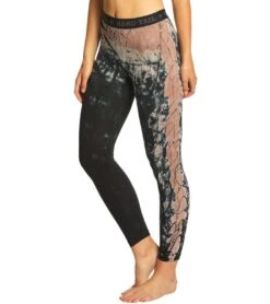 Hard Tail Logo Yoga Leggings Brown/Black Diagonal Butterfly