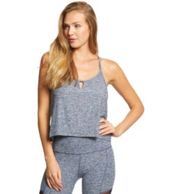 Beyond Yoga Curve Cropped Tank White/Outlaw Navy