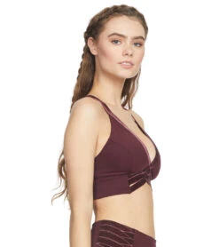 Free People Movement Wonderstruck Velvet Bra Wine