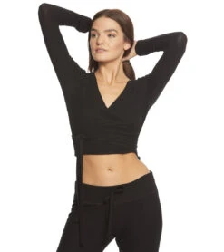Beyond Yoga All Around Wrapped Cropped Top -Pranty Yoga Shop 1740409241635 black