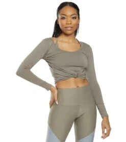 Onzie Long Sleeve Knot Crop -Pranty Yoga Shop 1740409962531 dust 1a