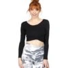 Onzie Long Sleeve Knot Crop -Pranty Yoga Shop 1740410093603 black 1a