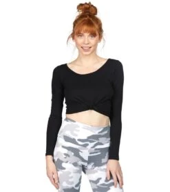 Onzie Long Sleeve Knot Crop -Pranty Yoga Shop 1740410093603 black