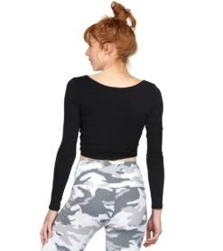 Onzie Long Sleeve Knot Crop -Pranty Yoga Shop 1740410093603 black 3a