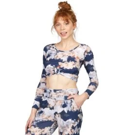 Onzie Long Sleeve Knot Crop Nomad Blossom -Pranty Yoga Shop 1740410519587 nomadblossom