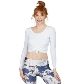 Onzie Long Sleeve Knot Crop -Pranty Yoga Shop 1740410716195 white