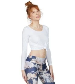Onzie Long Sleeve Knot Crop -Pranty Yoga Shop 1740410716195 white 2a
