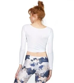 Onzie Long Sleeve Knot Crop -Pranty Yoga Shop 1740410716195 white 3a