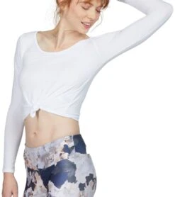 Onzie Long Sleeve Knot Crop -Pranty Yoga Shop 1740410716195 white 5a