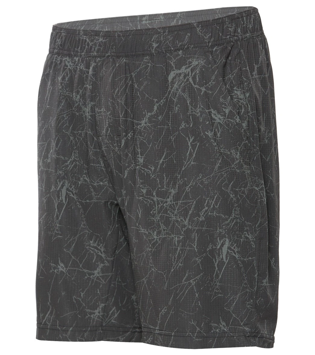 PrAna Men's Heiro 8" Inseam Yoga Shorts Charcoal Marble Print 3 PrAna Men's Heiro 8" Inseam Yoga Shorts Charcoal Marble Print